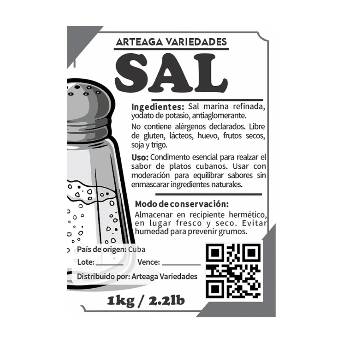 Sal marina refinada Arteaga Variedades (1 kg / 2.2 lb) - Thumbnail 2