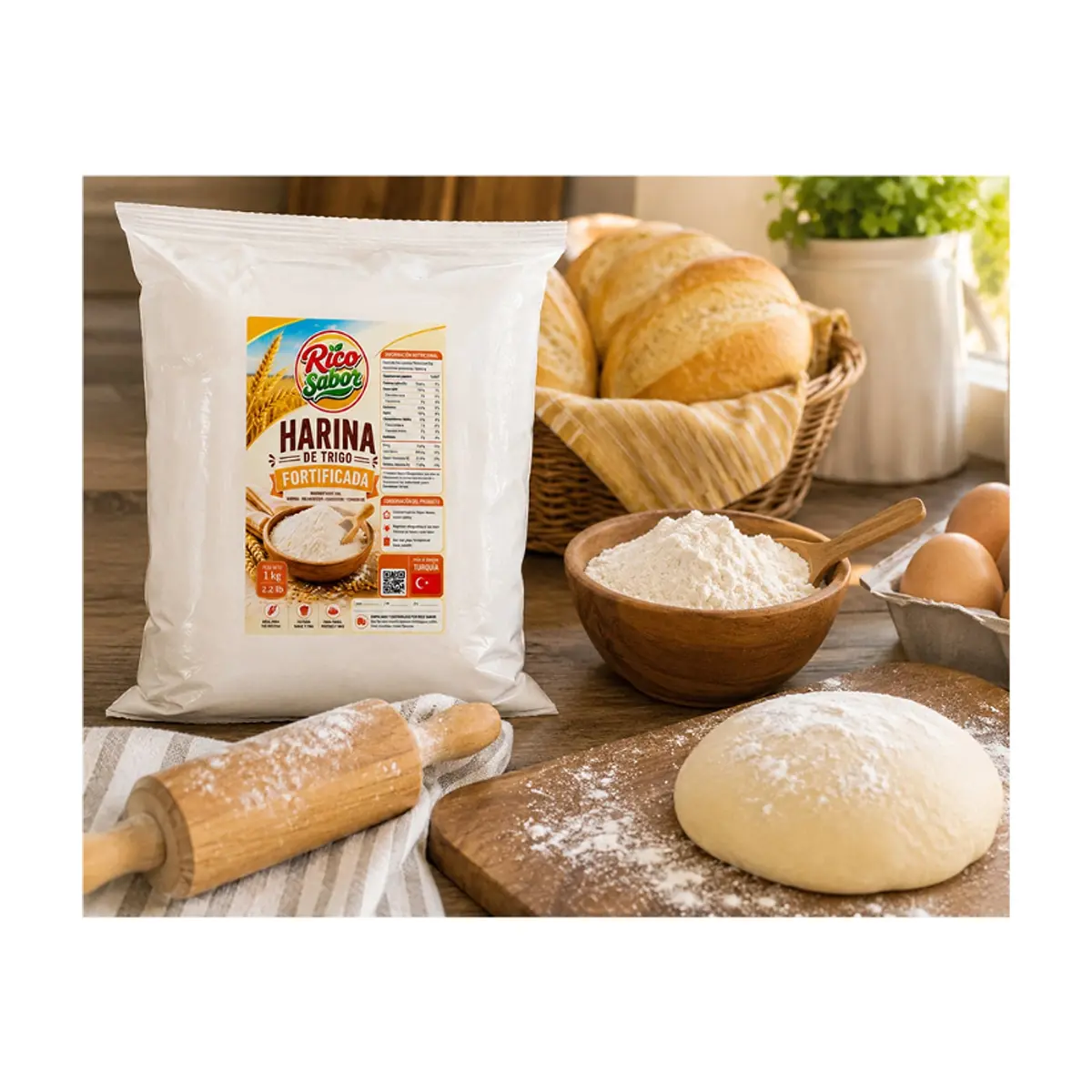 Harina de trigo fortificada Rico Sabor (1 kg / 2.2 lb) - Thumbnail 3