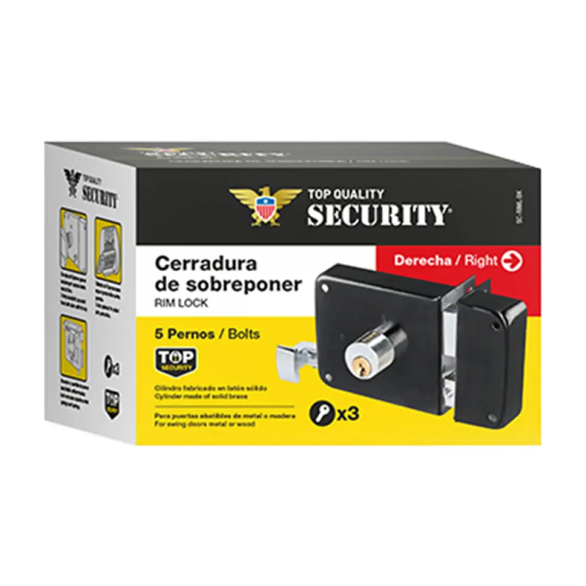 Cerradura yale llavín de sobreponer 5 pernos derecha para puerta exterior Security - Miniatura 1