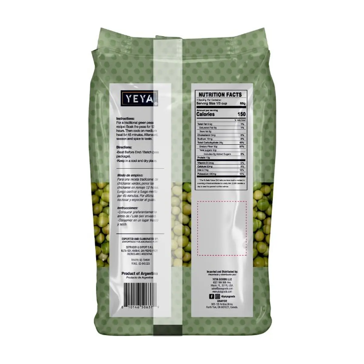 Chícharos verdes YEYA (454 g / 1 lb) - Thumbnail 3