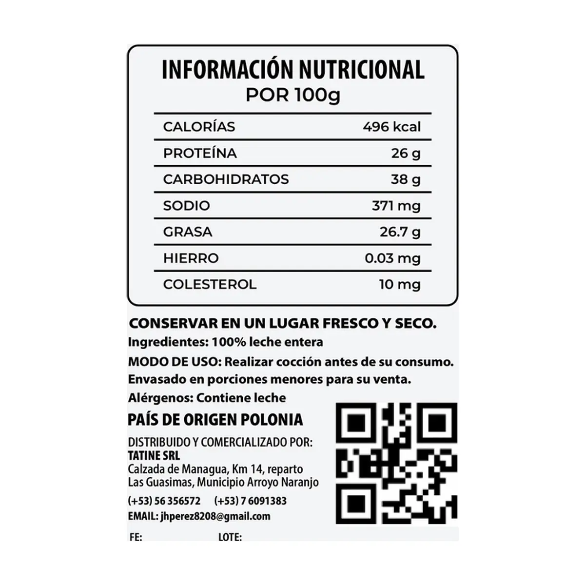 Leche entera en polvo Campo Vivo (2 x 500 g / 1.1 lb) - Miniatura 4