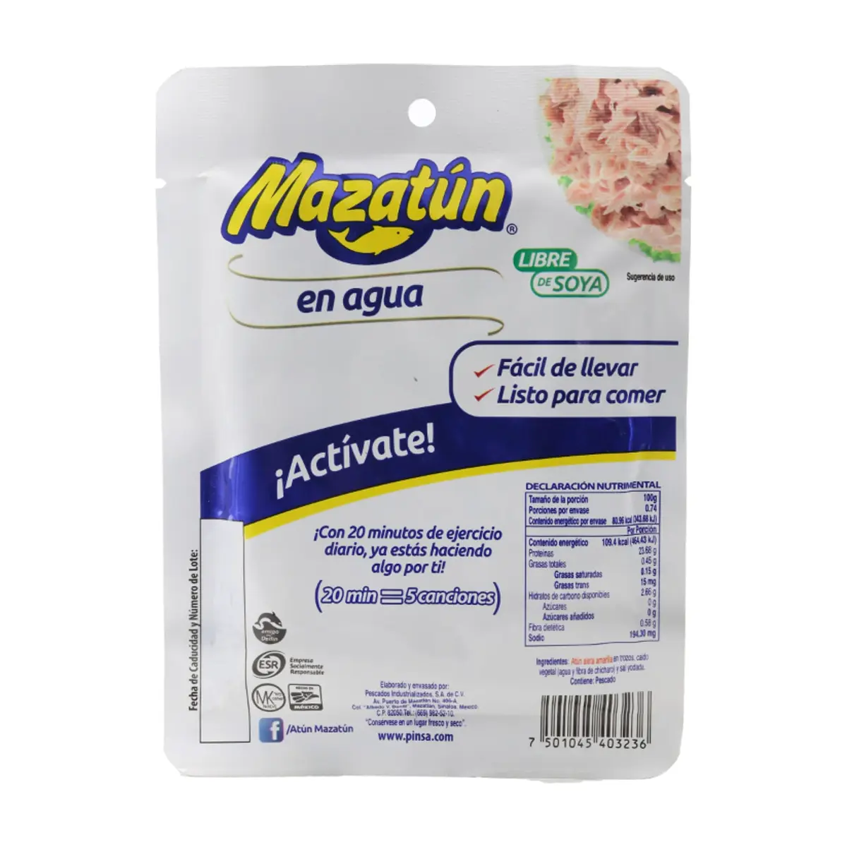 Atún aleta amarilla en trozos y en agua Mazatún (78 g / 2.7 oz) - Thumbnail 4