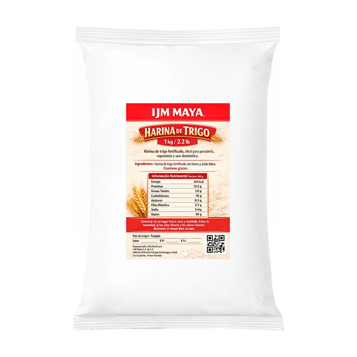 Harina de trigo fortificada IJM Maya (1 kg / 2.2 lb)