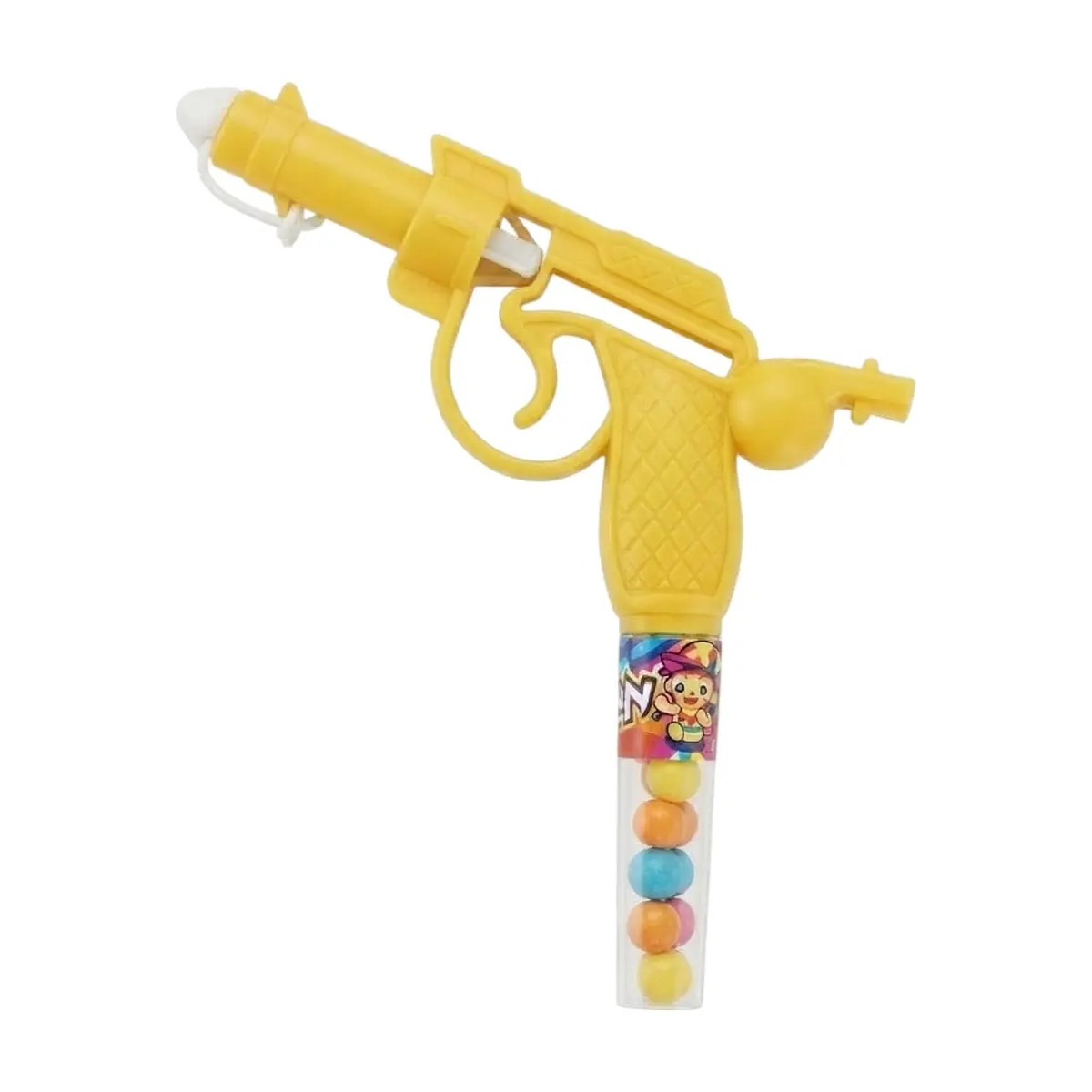 Pistola de juguete amarillo con caramelos Chipirrines