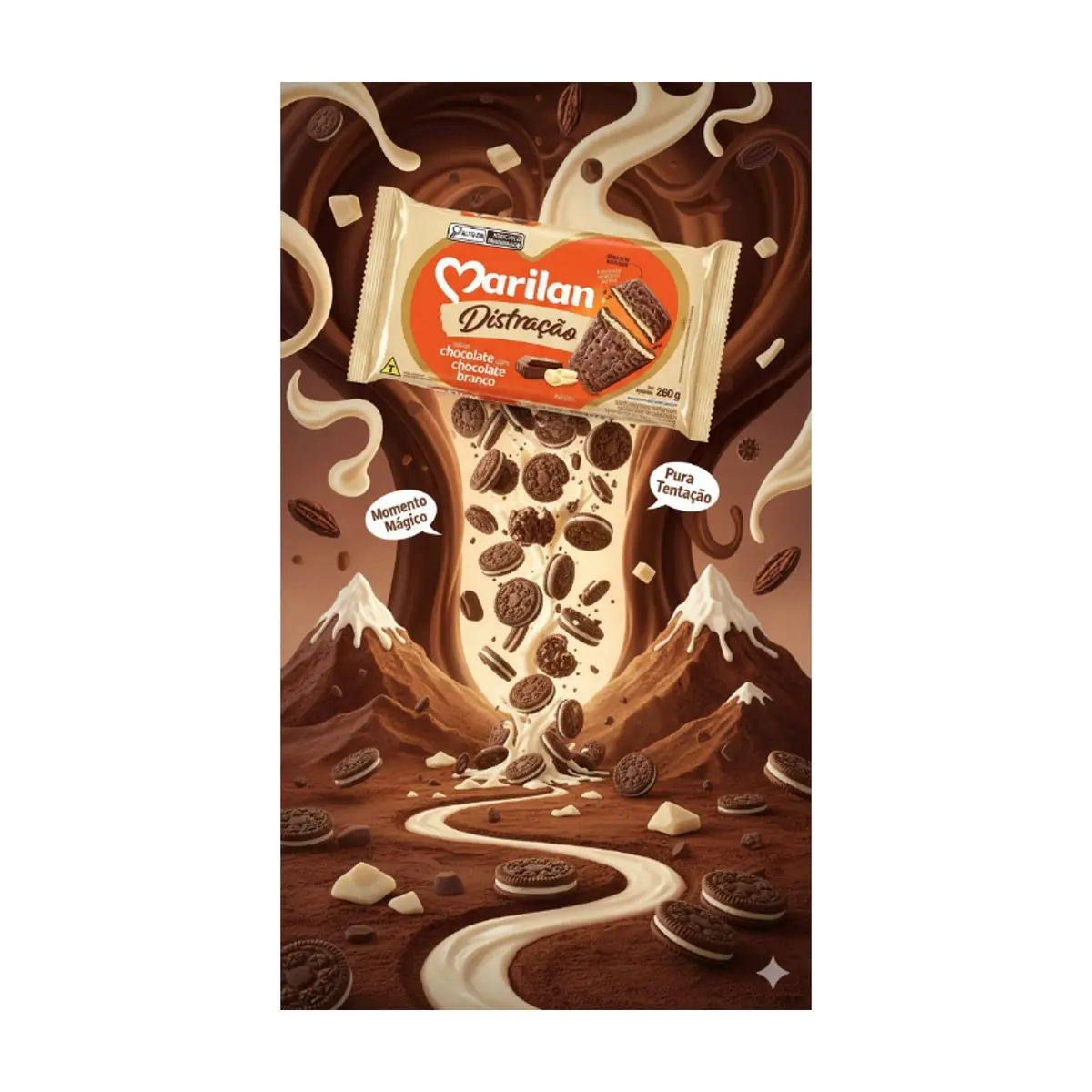 Galleta dulce sabor a chocolate rellena de galleta dulce sabor a chocolate blanco Marilan (3 x 280 g / 9.88 oz) - Thumbnail 4