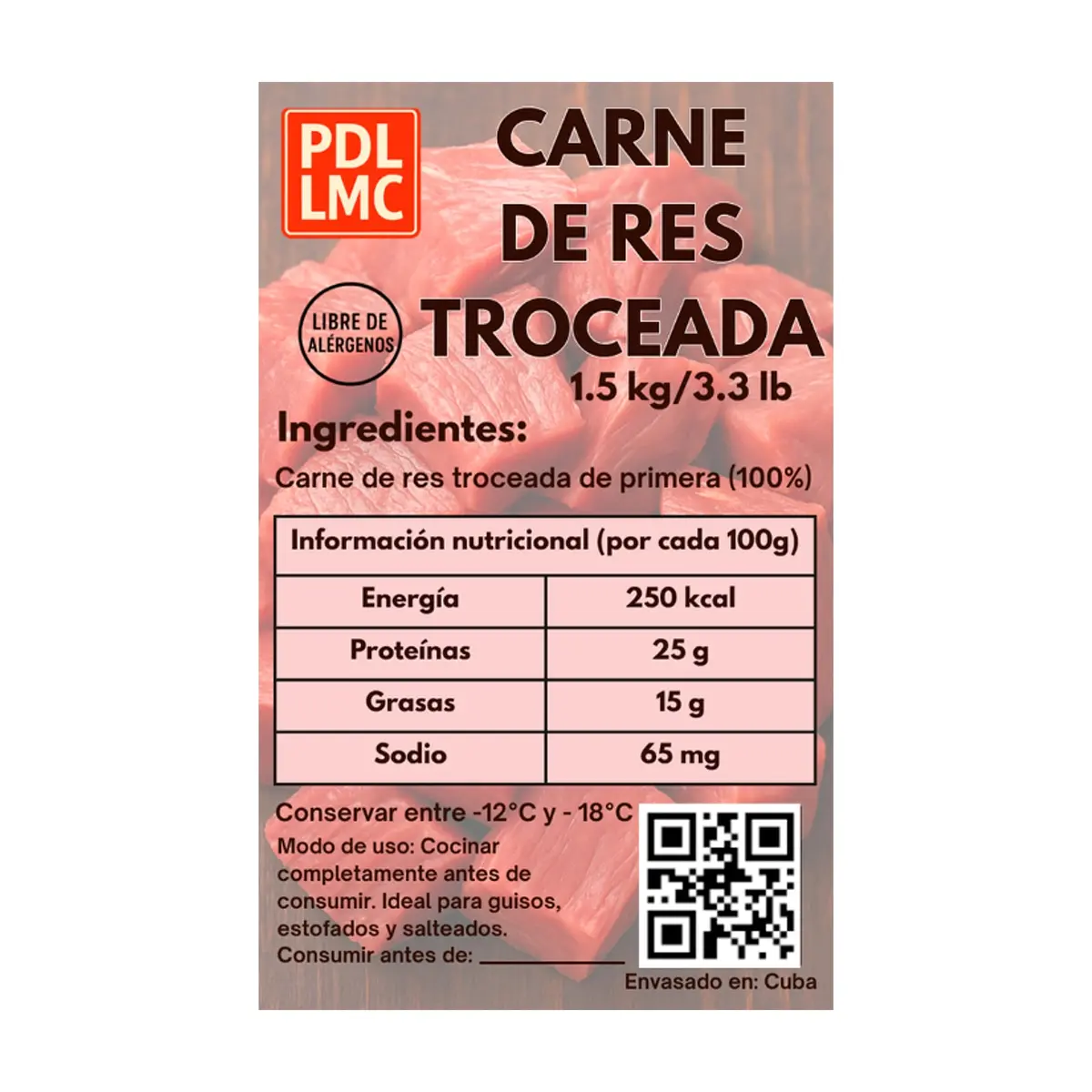 Carne troceada de res de primera PDL LMC (2 x 1.5 kg / 3.3 lb) - Thumbnail 2