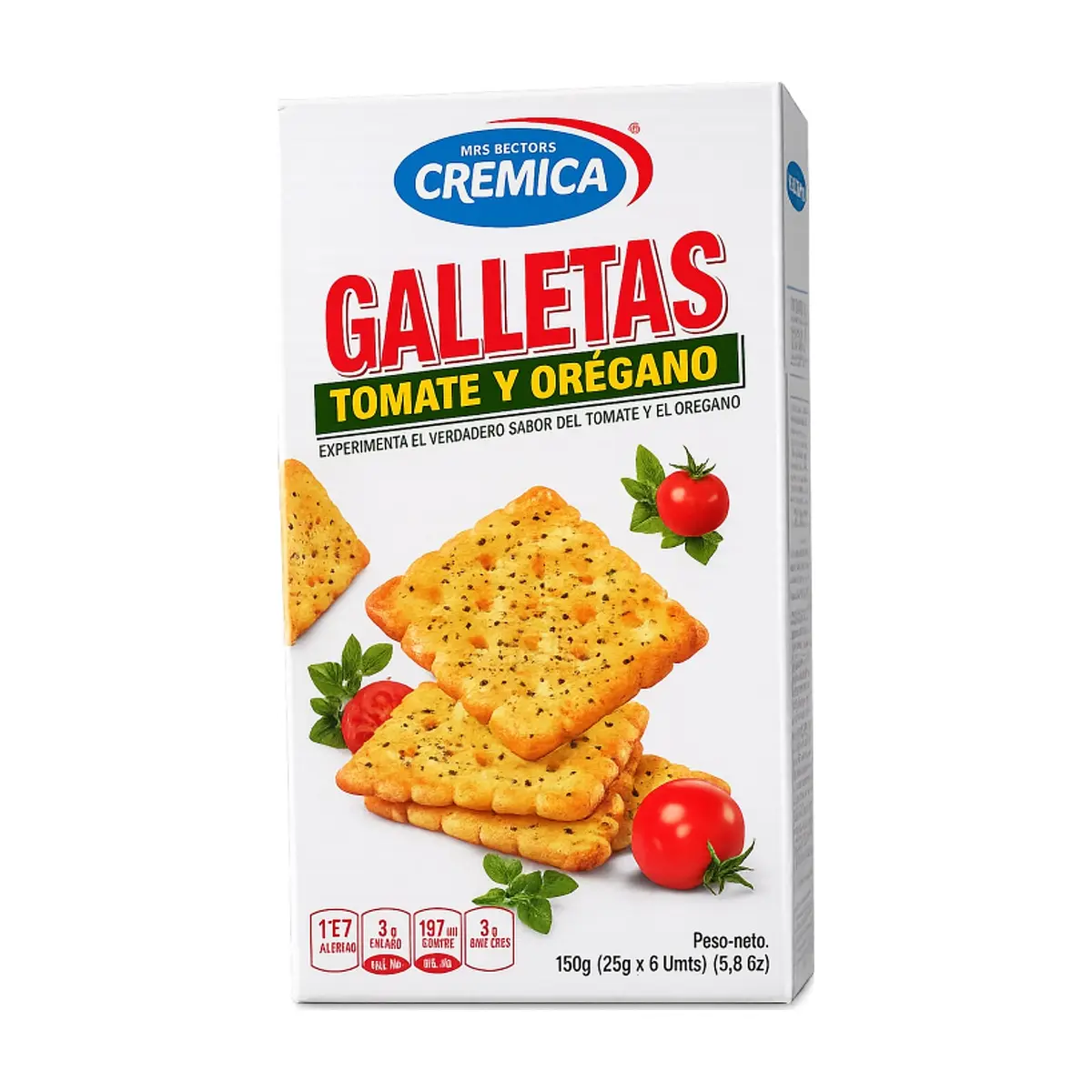 Galletas con sabor a tomate y orégano Mrs. Bector's Cremica (150 g / 5.3 oz)