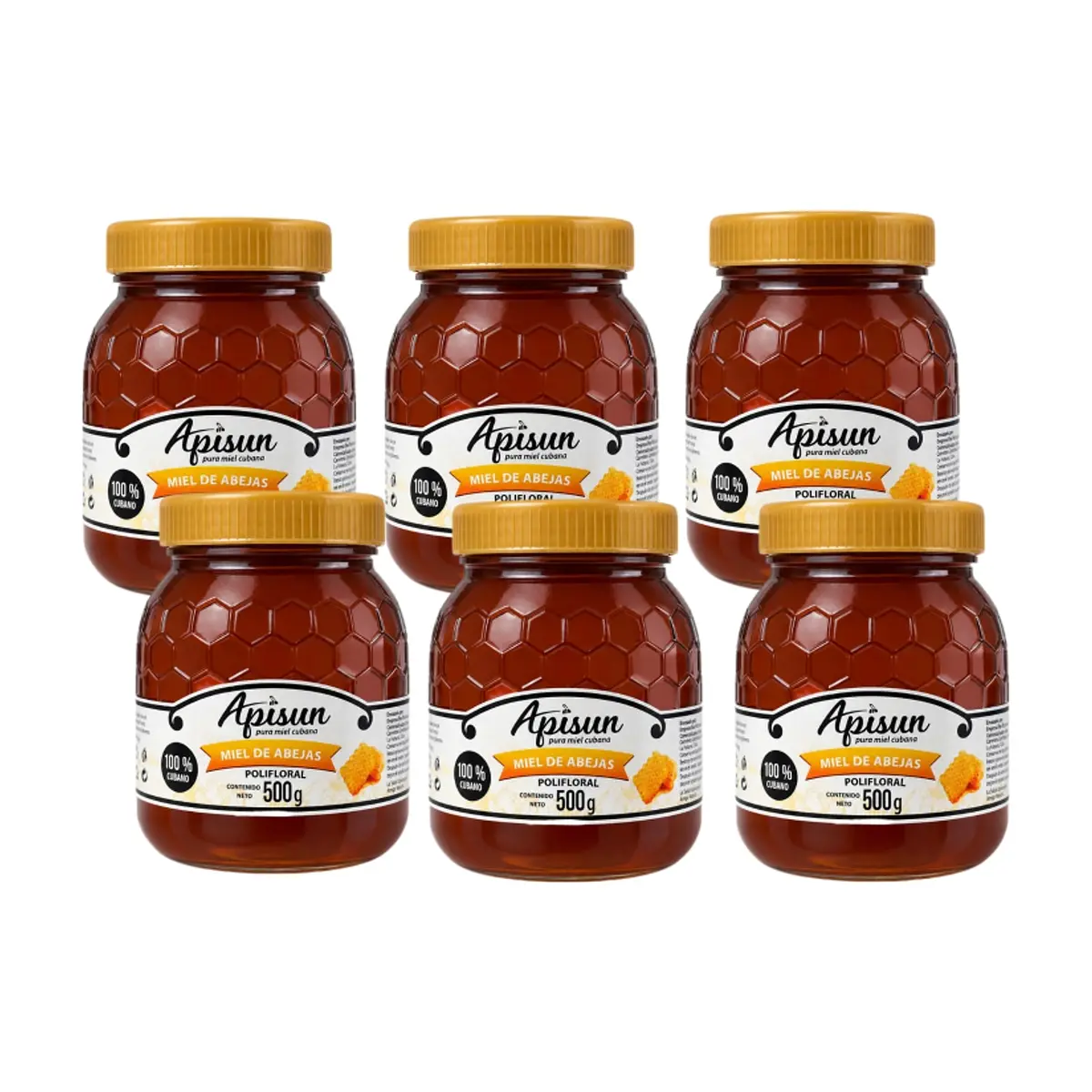 Miel de abejas polifloral 100% natural Apisun (6 x 500 g / 1.1 lb) - Miniatura 1