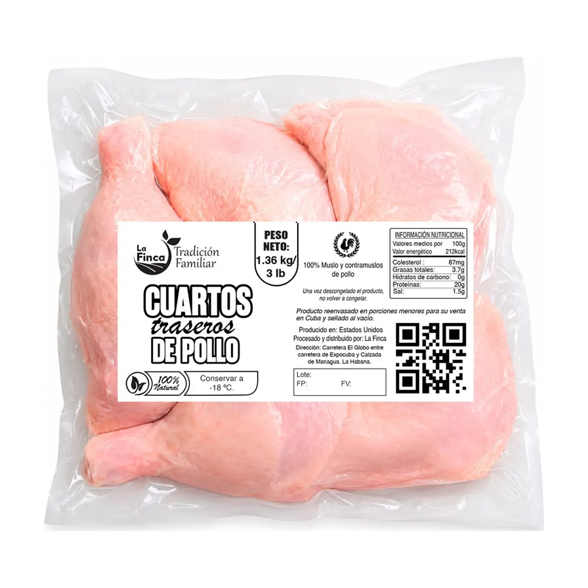 Cuartos traseros de pollo La Finca (1.36 kg / 3 lb) - Miniatura 1