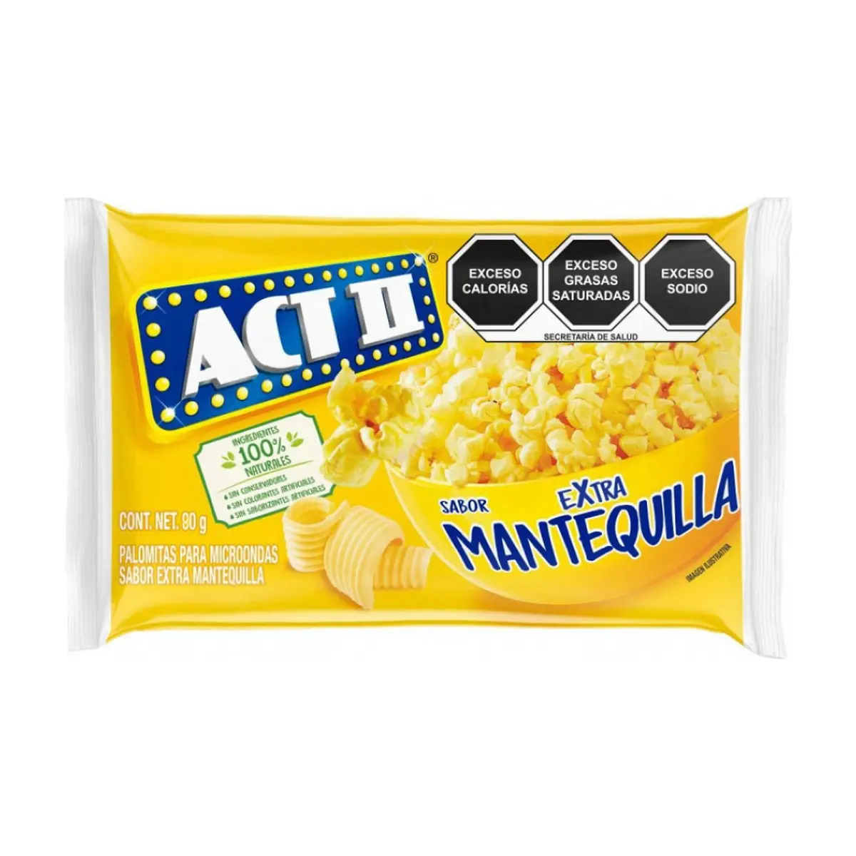 Palomitas para microondas sabor extra mantequilla ACT II (80 g / 2.82 oz)