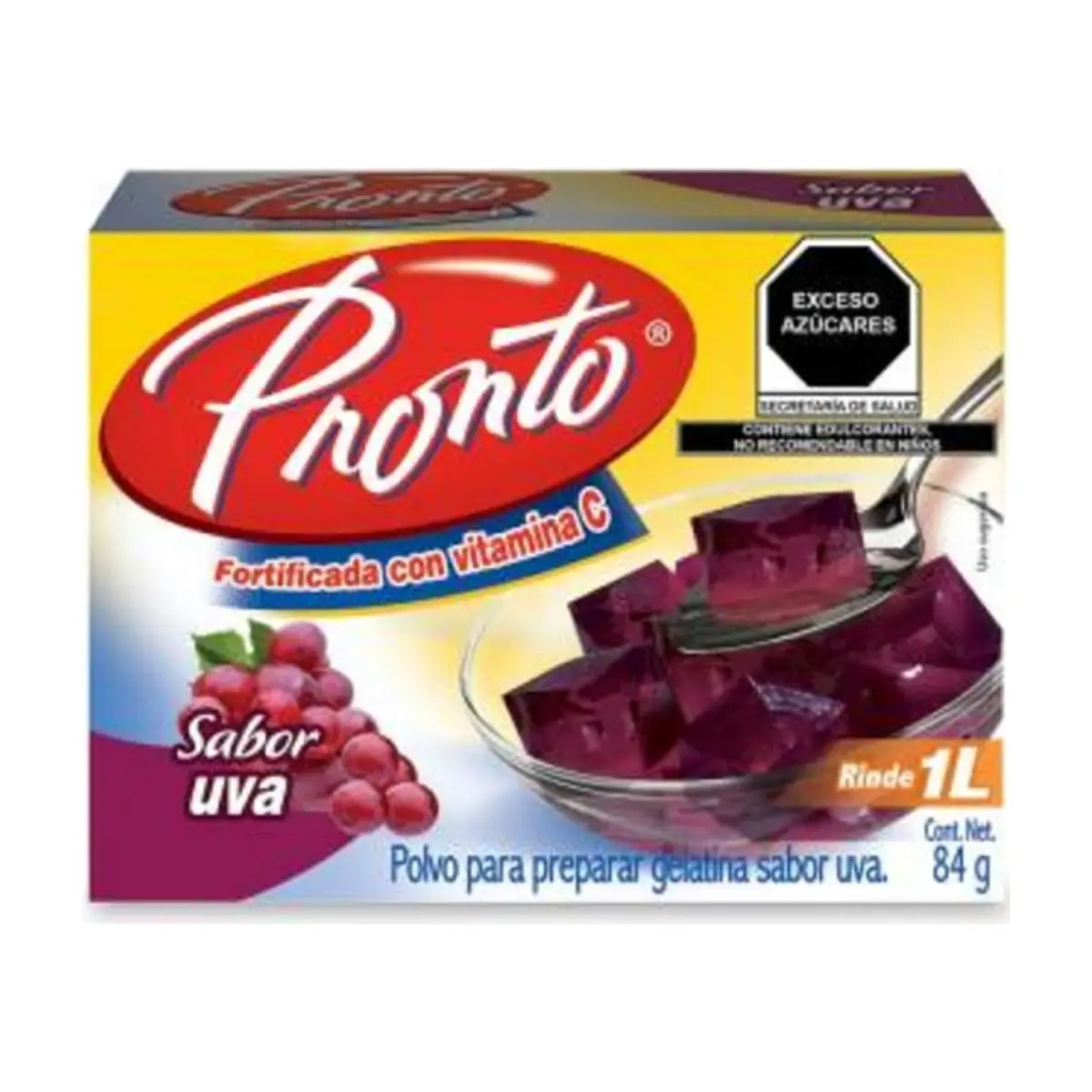 Polvo para preparar gelatina sabor uva Pronto (84 g / 2.96 oz)