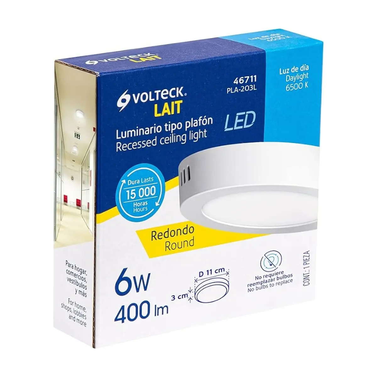 Luminario tipo plafón LED 6 W Volteck PLA-203L - Thumbnail 3