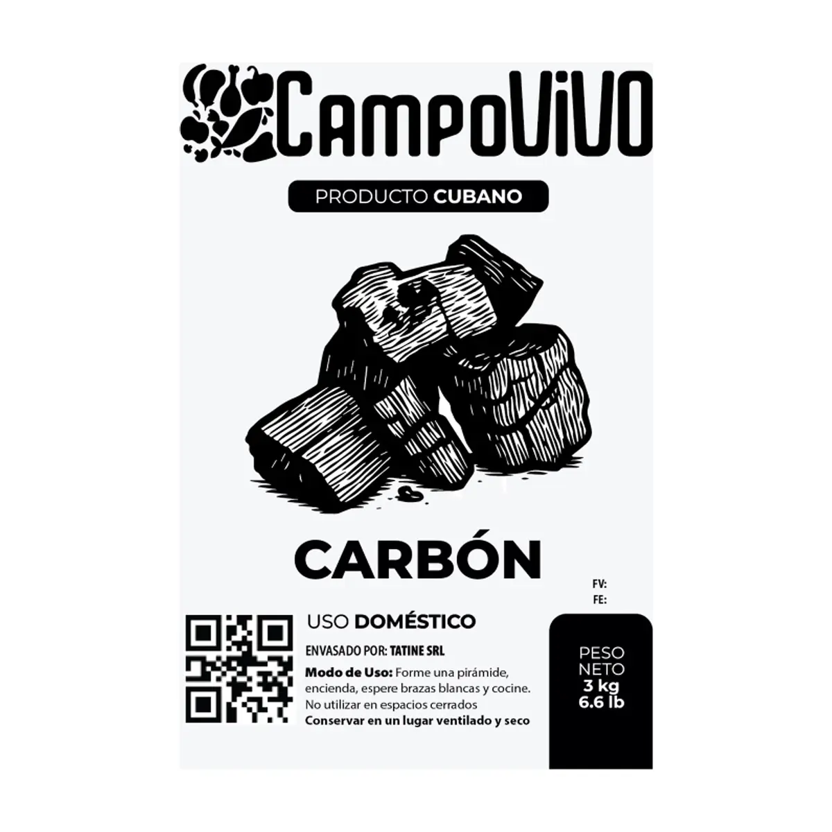 Carbón vegetal Campo Vivo (4 x 3 kg / 6.6 lb) - Miniatura 4
