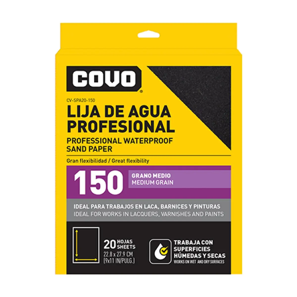 Set de 20 lijas de agua grano No. 150 Covo