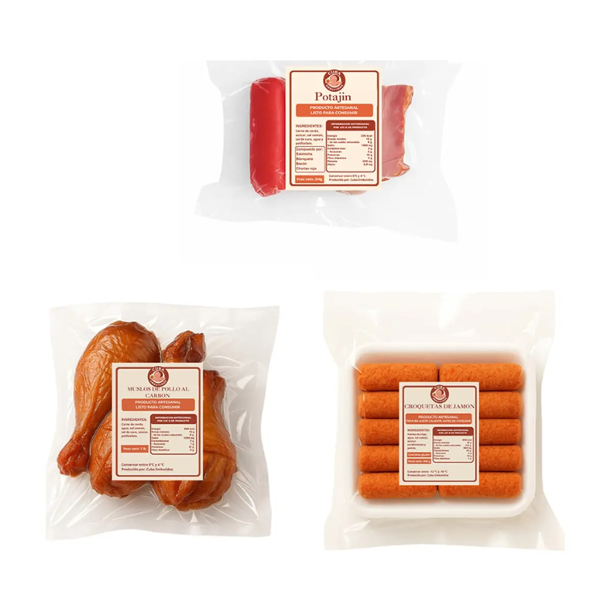 Muslos de pollo al carbon + croquetas de jamon + potajin