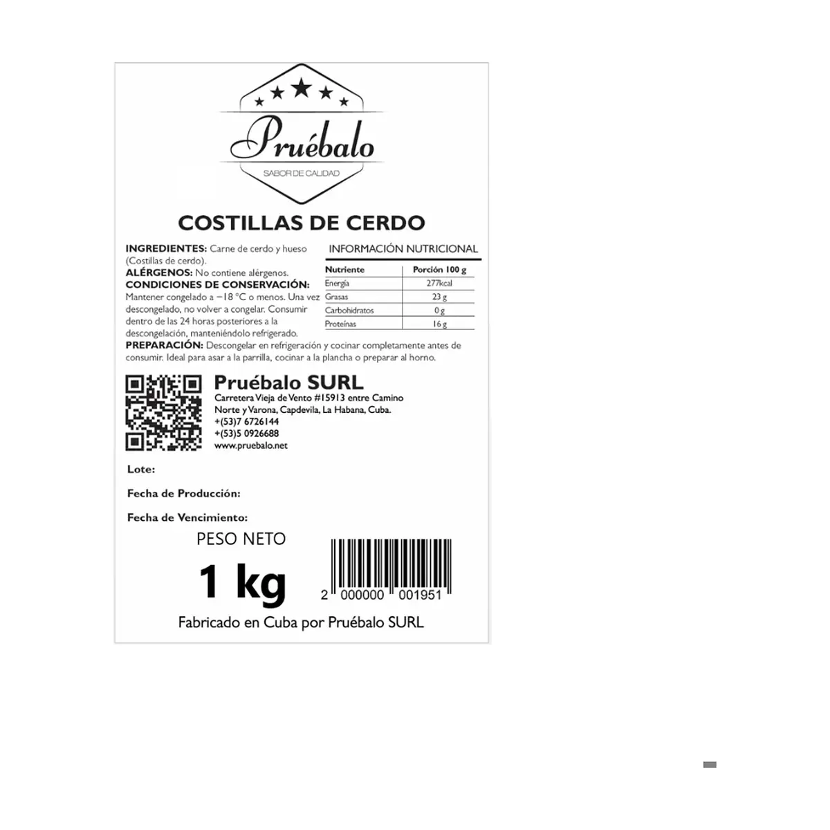 Costilla de cerdo Pruébalo (1 kg / 2.2 lb) - Miniatura 3