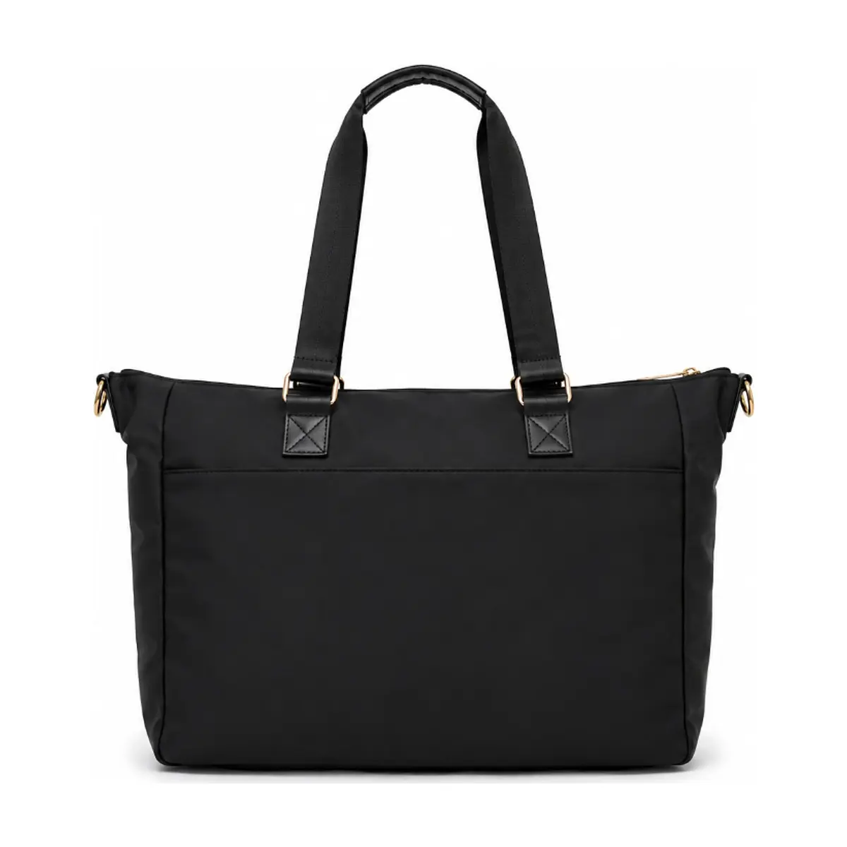 Bolso shopper negro de nailon con bolsillo frontal y asas largas Isabella (1 U) - Thumbnail 2