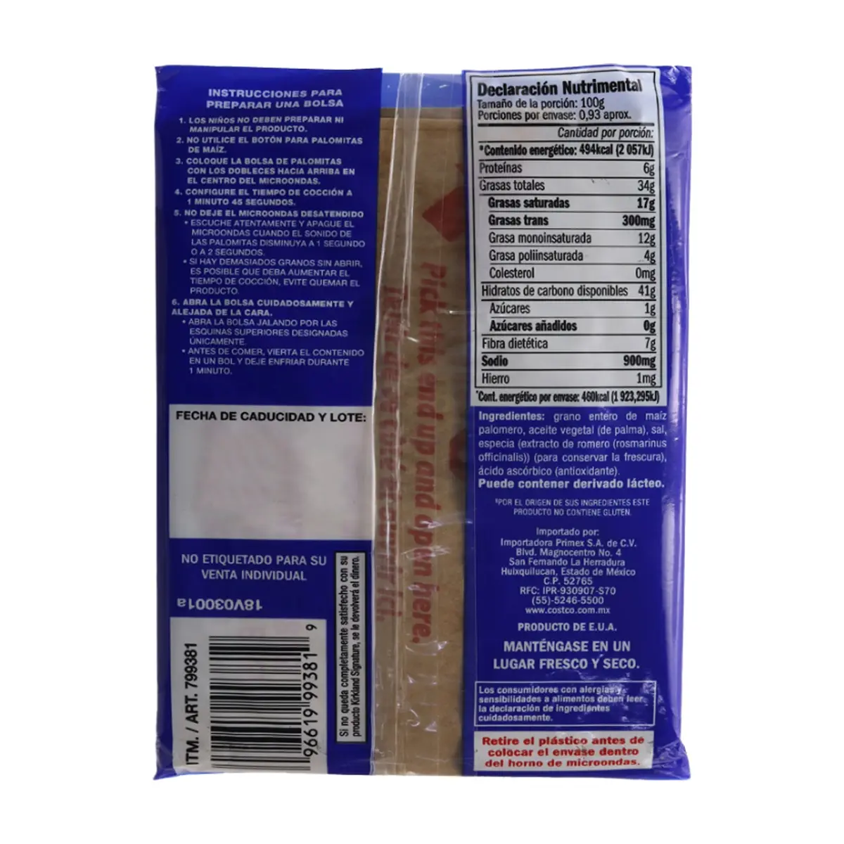 Palomitas de maíz sabor natural para microondas Kirkland (93.5 g / 3.29 oz) - Thumbnail 2