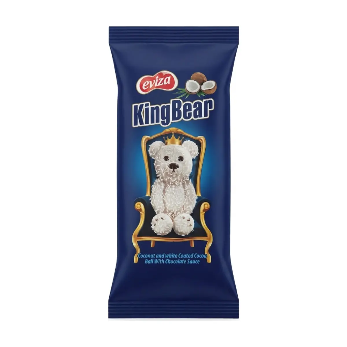 Pastel de chocolate en forma de oso subierto con chocolate blanco y coco KingBear Eviza (40 g / 1.41 oz)