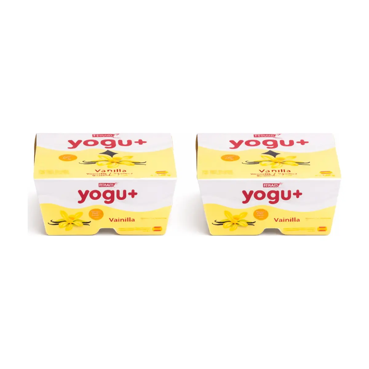 Yogur pasteurizado sabor a vainilla Yogu+ Feiraco (8 x 125 g / 4.40 oz) - Imagen 1