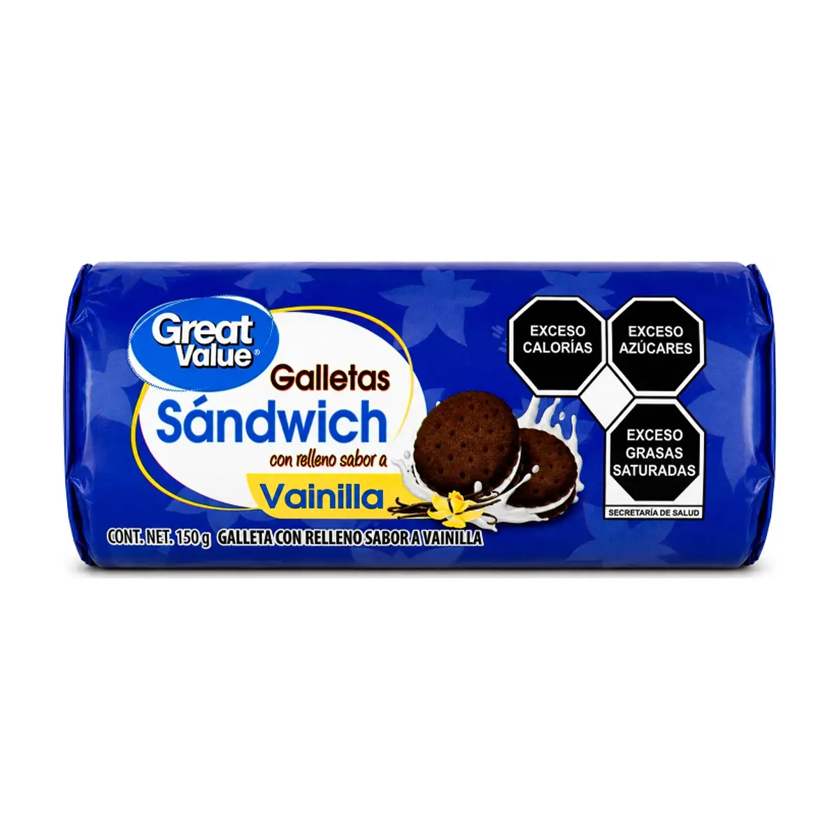 Galleta sándwich con relleno sabor a vainilla Great Value (150 g / 5.29 oz)