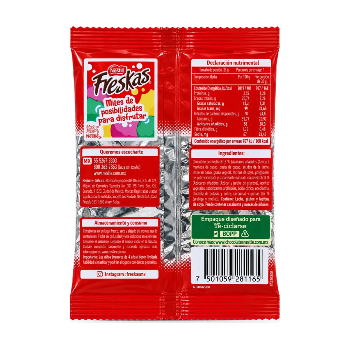 Caramelo esponjado cubierto de chocolate con leche Juegatela Freskas Nestlé (35 g / 1.23 oz) - Thumbnail 3