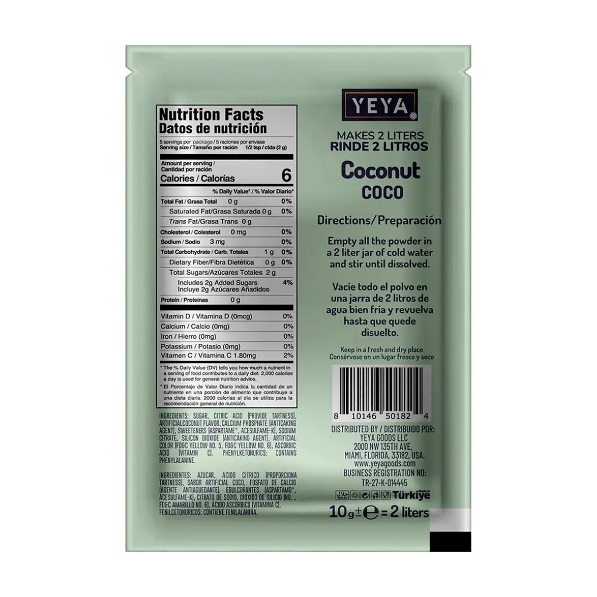 Refresco instantáneo sabor coco YEYA (10 g / 0.35 oz) - Thumbnail 2