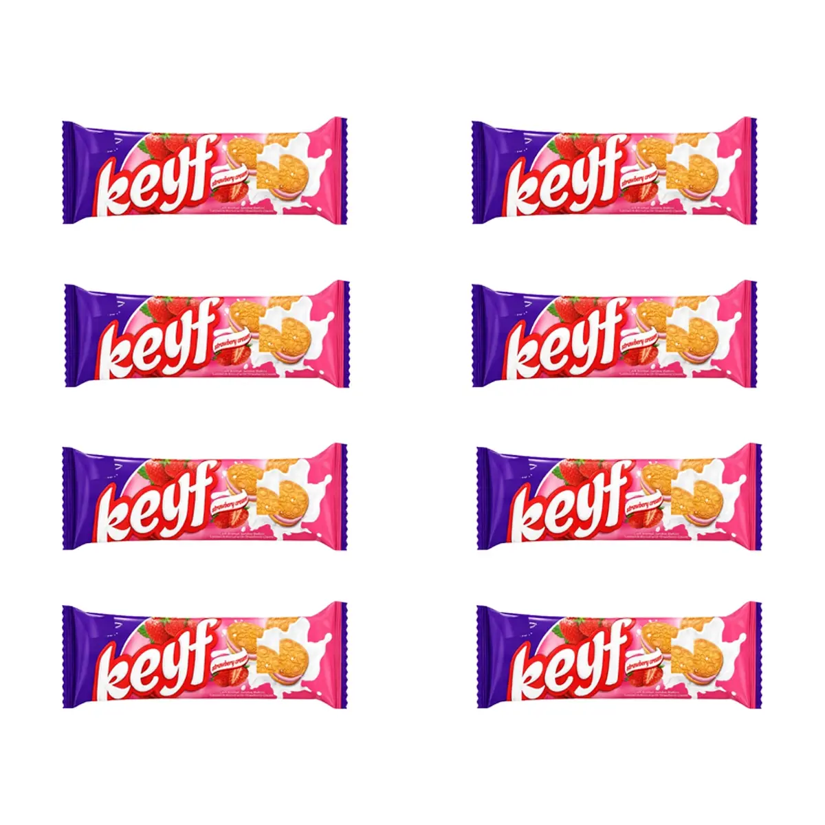 Galleta sándwich con crema de fresa Keyf Golda (8 X 50 g / 1.76 oz)