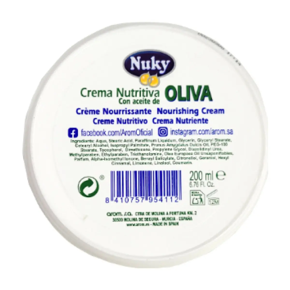 Crema nutritiva con aceite de oliva Nuky (200 ml) - Thumbnail 3
