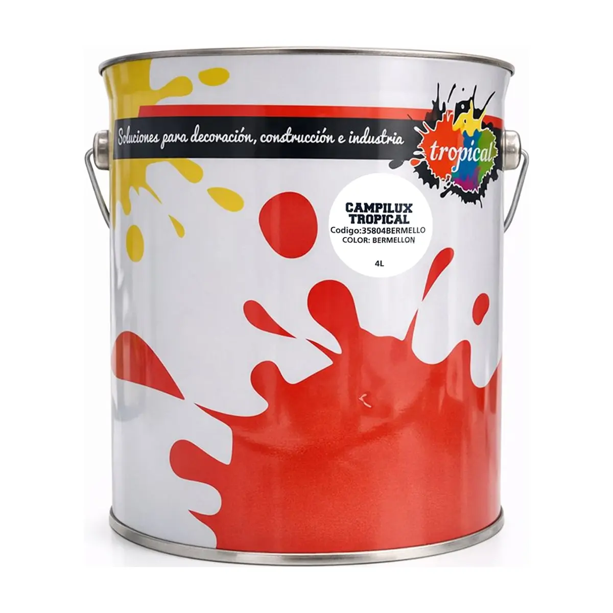 Pintura esmalte interior y exterior color rojo bermellón Campilux Tropical (4 L) - Miniatura 2