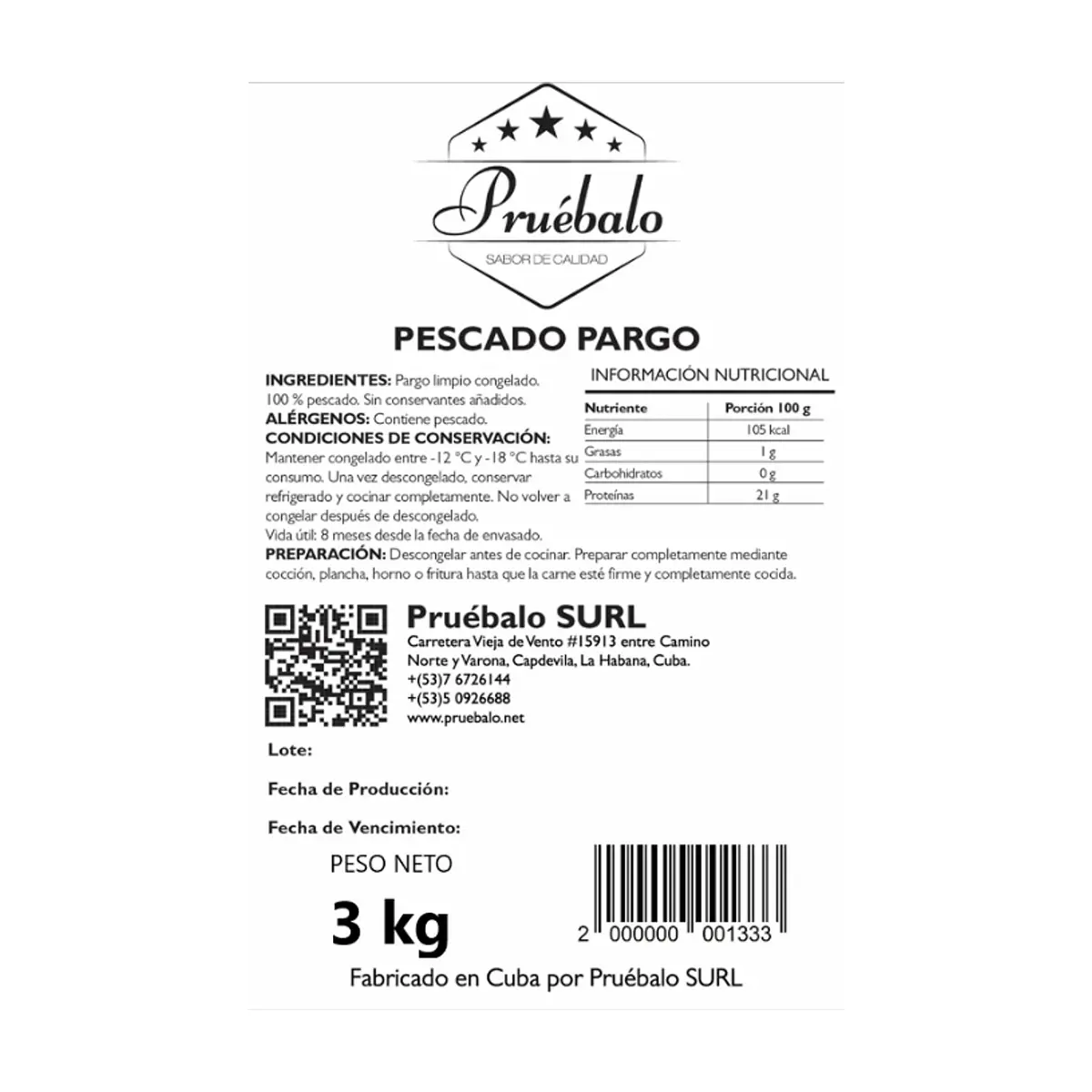 Pargo limpio congelado Pruébalo (3 kg / 6.6 lb) - Thumbnail 2