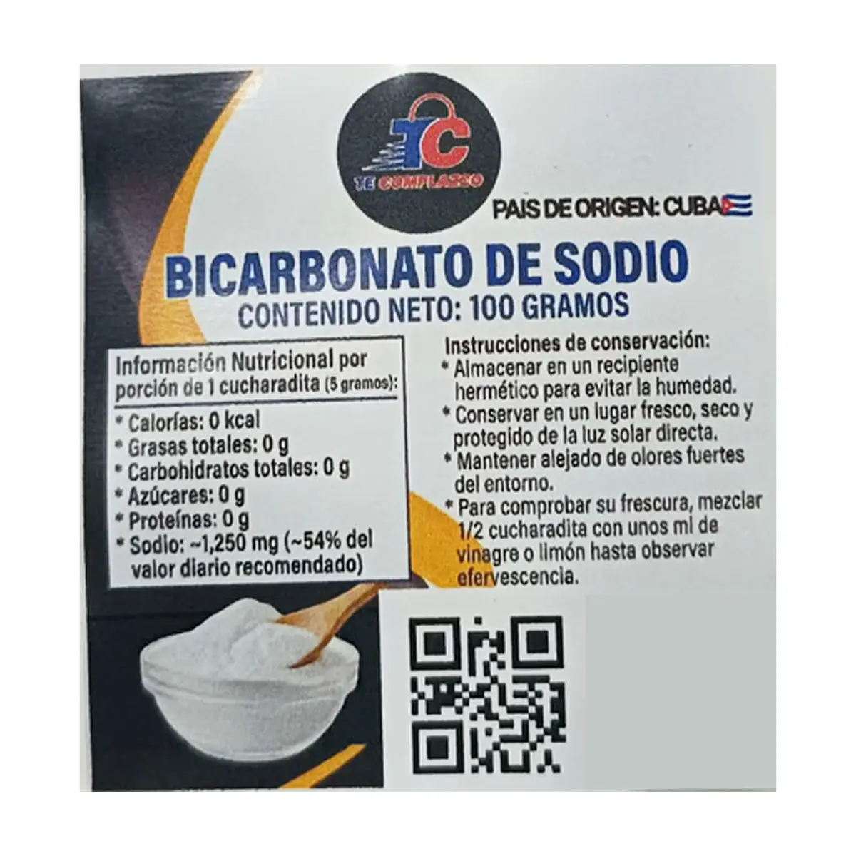 Bicarbonato de sodio Te Complazco (100 g / 3.53 oz) - Thumbnail 2