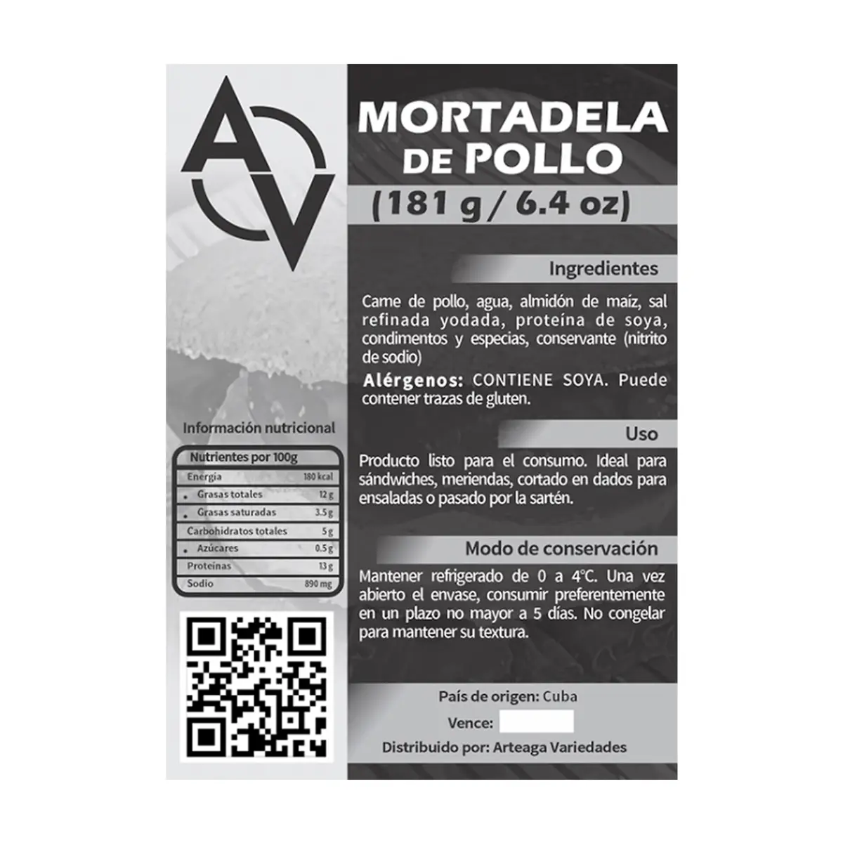 Mortadella de pollo Arteaga Variedades (181 g / 6.4 oz) - Miniatura 2