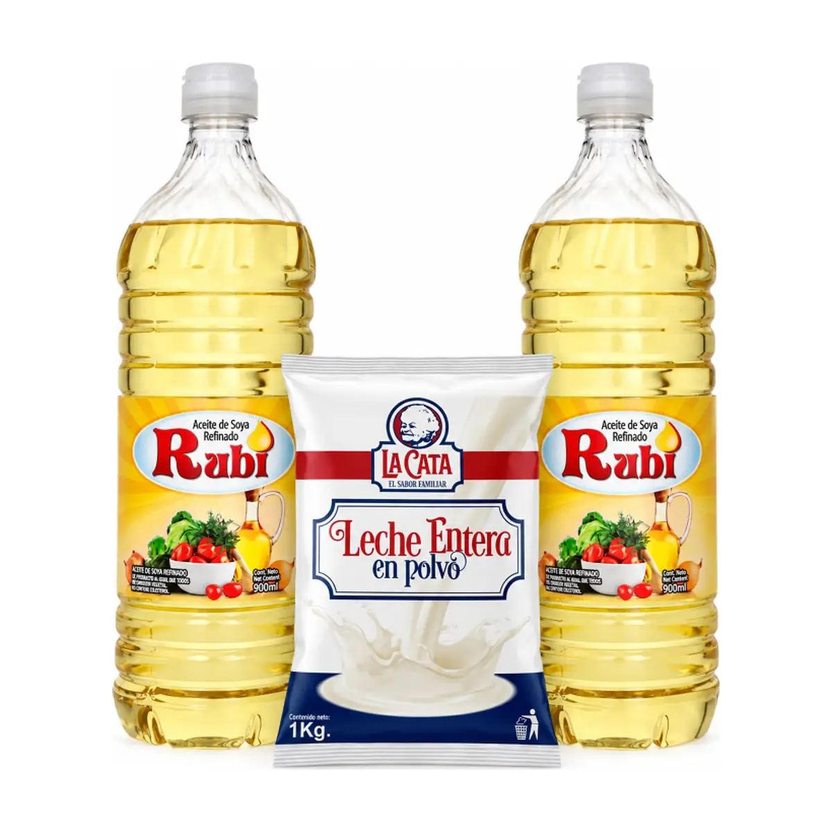 Leche en polvo entera La Cata + Aceite de soya refinado Rubi - Imagen 1