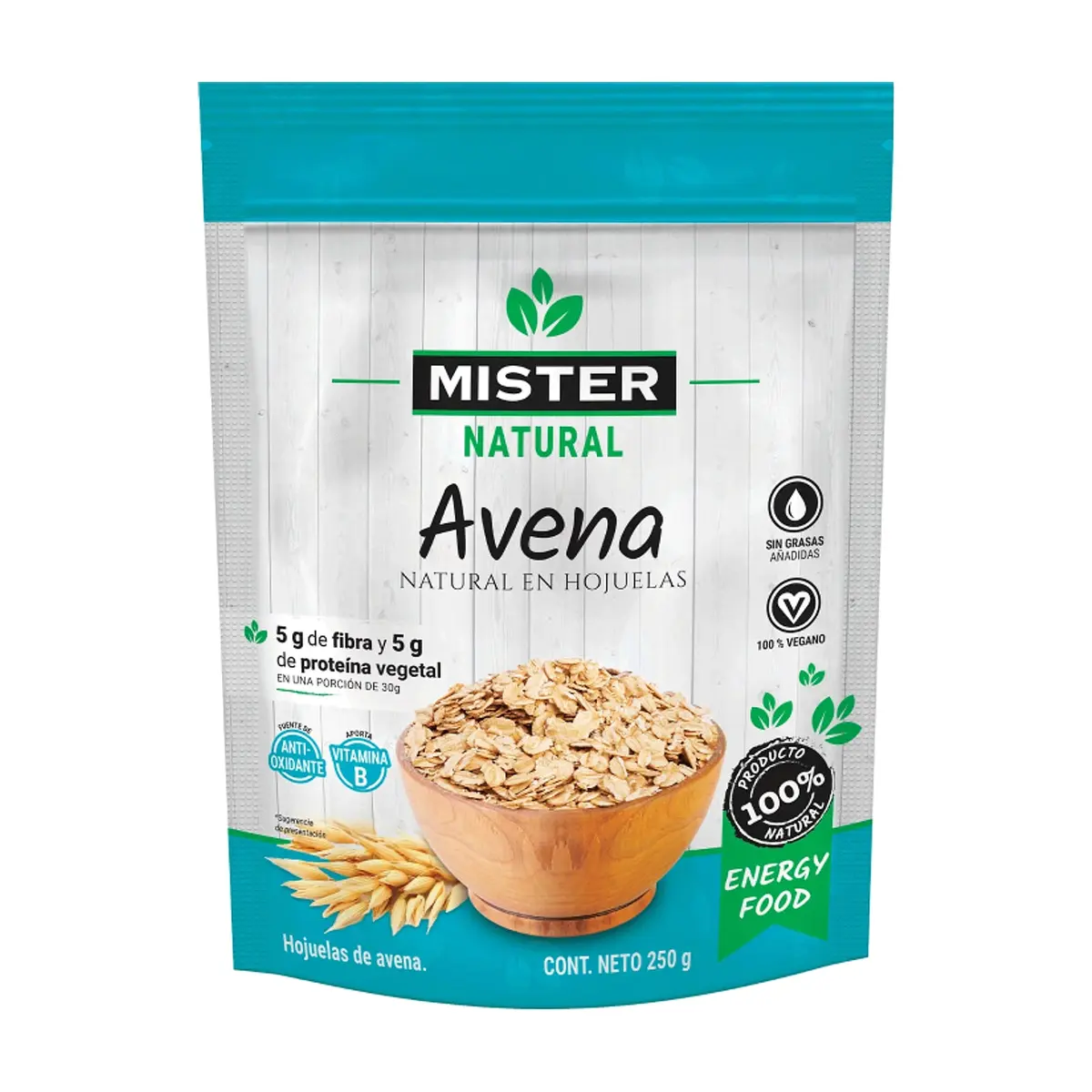 Avena natural en hojuelas Mister Natural (250 g / 8.82 oz)