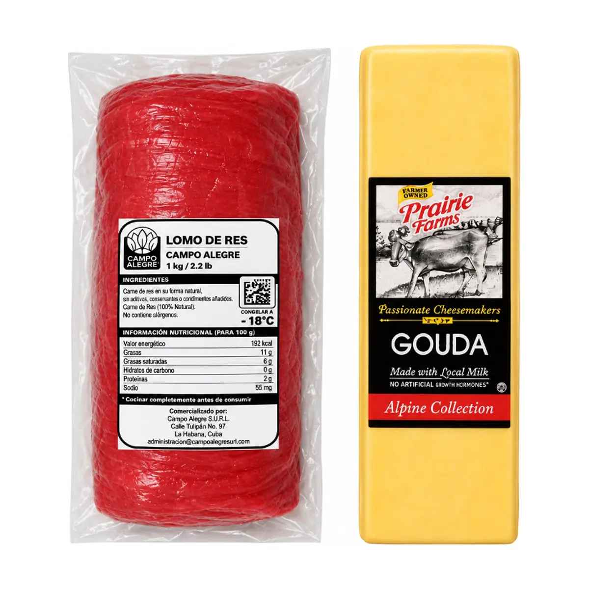 Lomo de res Campo Alegre (1 kg / 2.2 lb)+Queso Gouda Prairie Farms (2.9 kg / 6.39 lb)