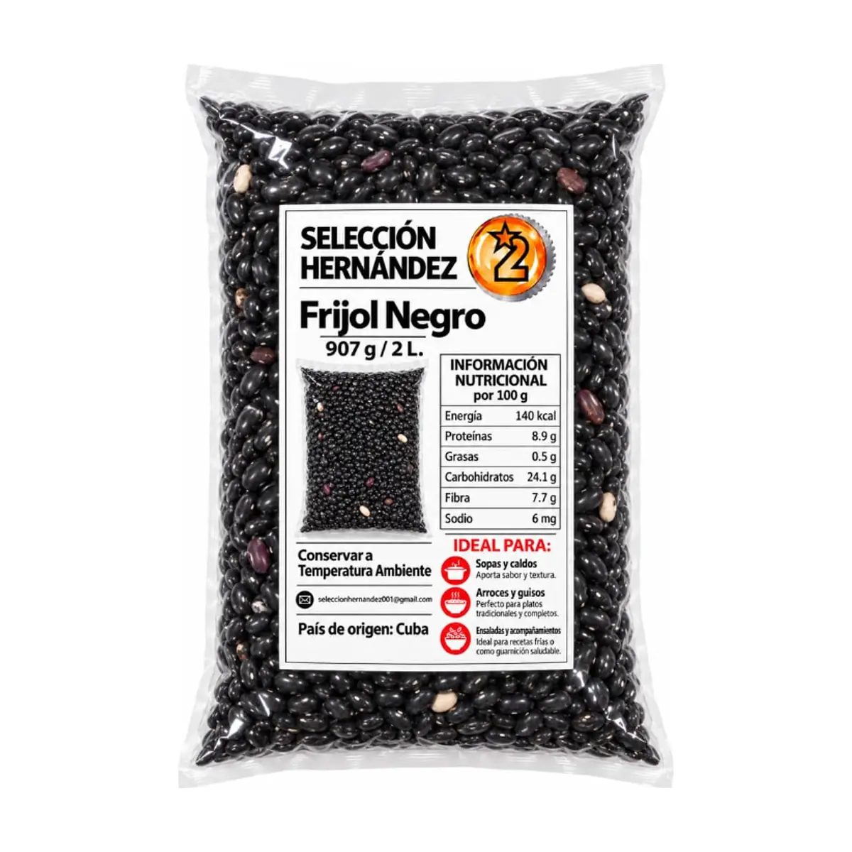 Frijol Negro Selección Hernández (907 g / 2 lb) - Miniatura 1