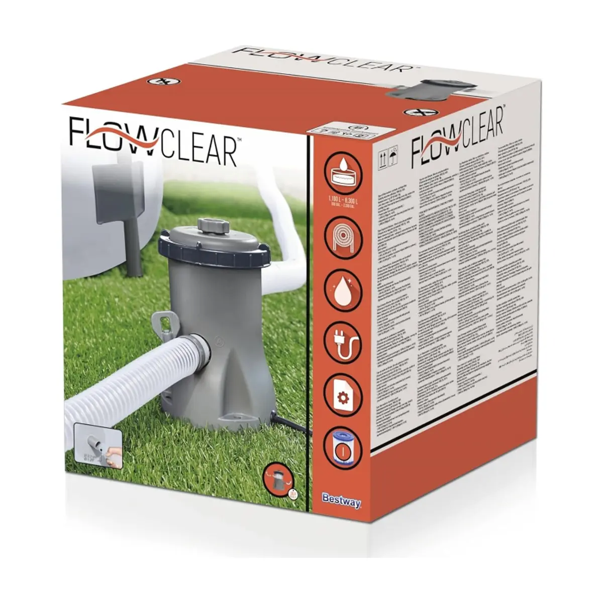 Bomba de filtrado de 1249 L para piscinas Bestway 58381 - Thumbnail 4