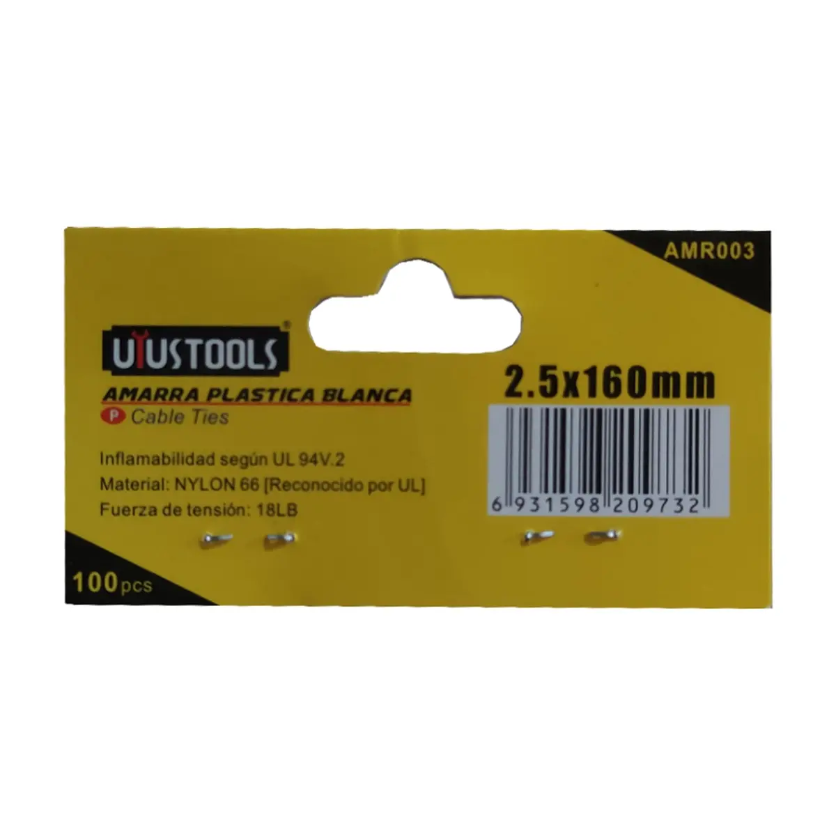 Amarra plástica - bridas o zunchos - blanca 2.5 mm x 160 mm Uyustools (100 U) - Thumbnail 4
