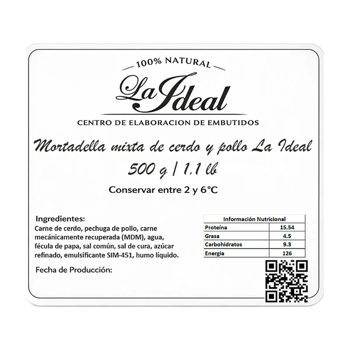 Mortadella mixta de cerdo y pollo La Ideal (500 g / 1.1 lb) - Thumbnail 4