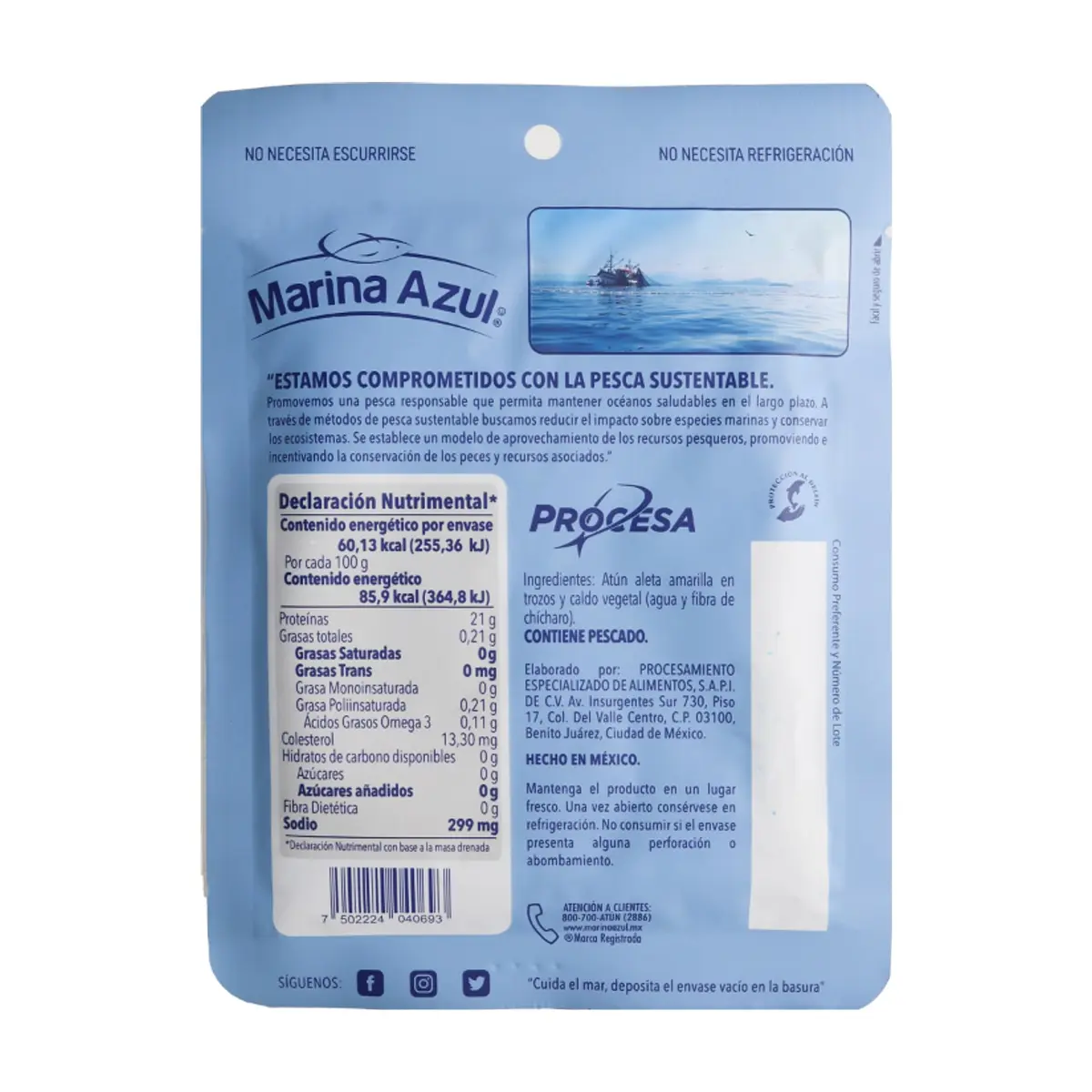 Atún en trozos en agua Marina Azul (74 g / 2.6 oz) - Thumbnail 4