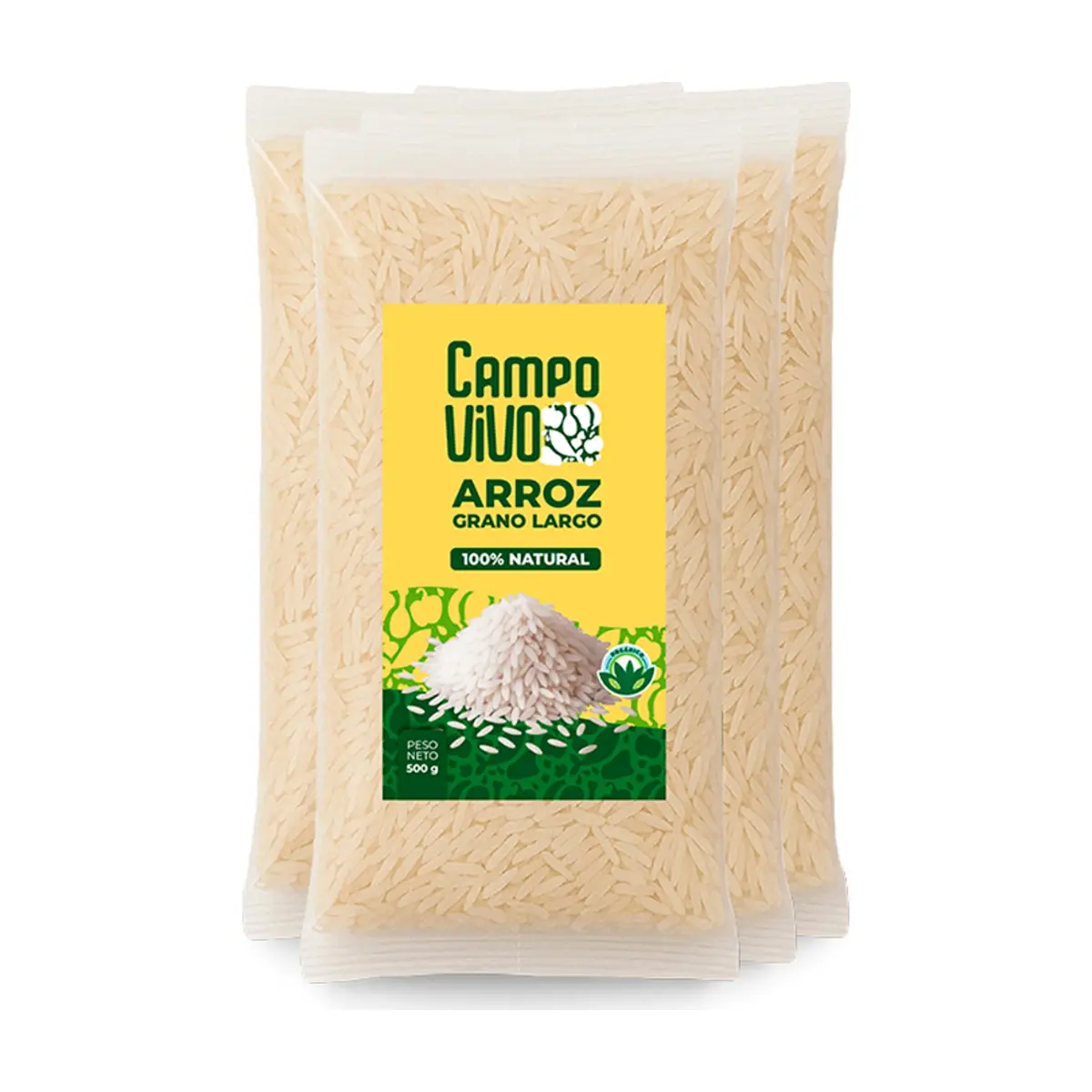 Arroz de grano largo Campo Vivo (4 x 500 g / 1.1 lb)