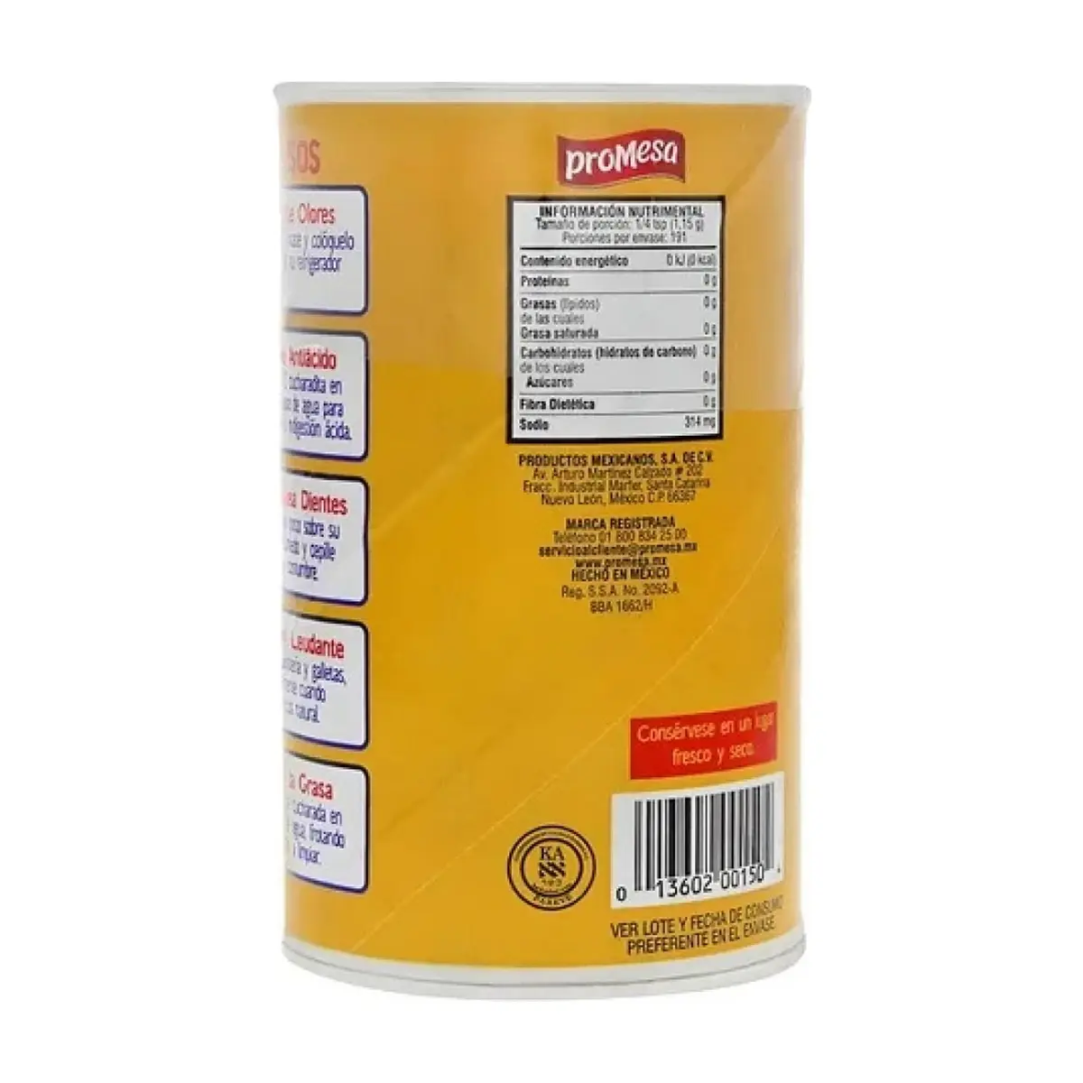 Bicarbonato de sodio puro grado alimenticio Promesa (220 g / 7.76 oz) - Miniatura 3