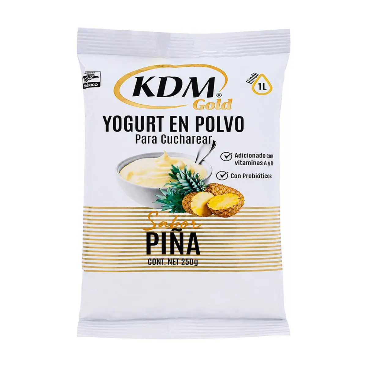 Yogurt en polvo para cucharear sabor piña KDM Gold (250 g / 8.8 oz)