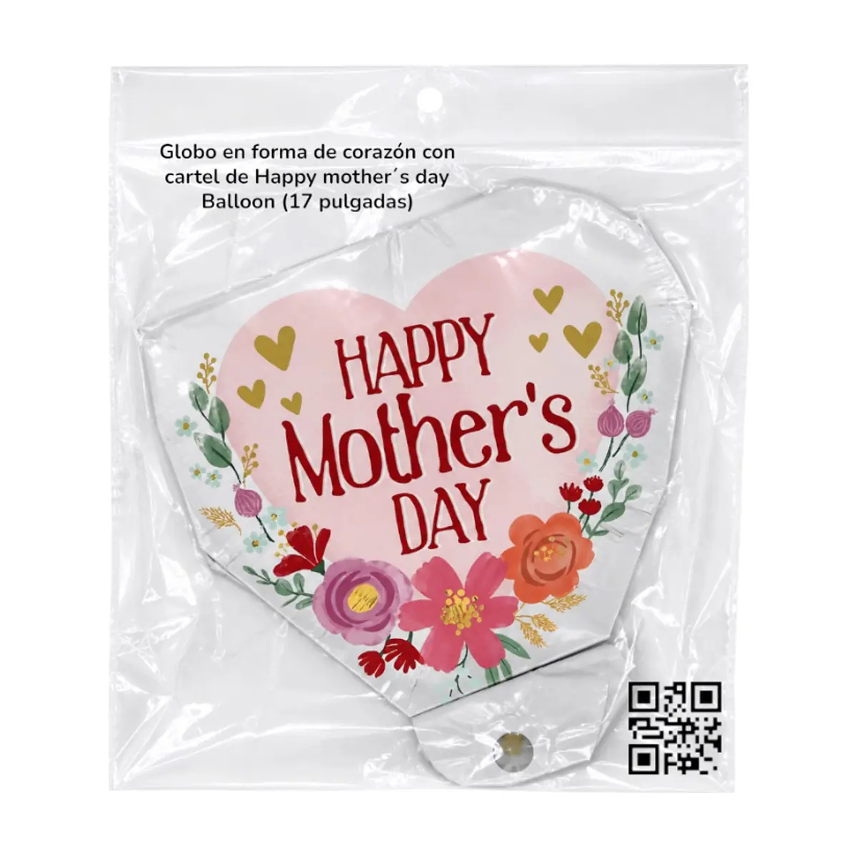 Globo en forma de corazón con cartel de Happy mother´s day Balloon (17 pulgadas) - Thumbnail 2