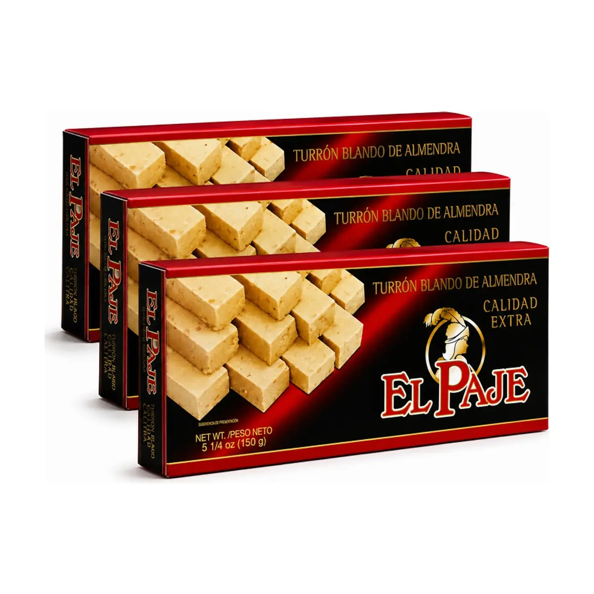 Turrón blando de almendra de calidad extra El Paje (3 x 150 g / 5.29 oz)