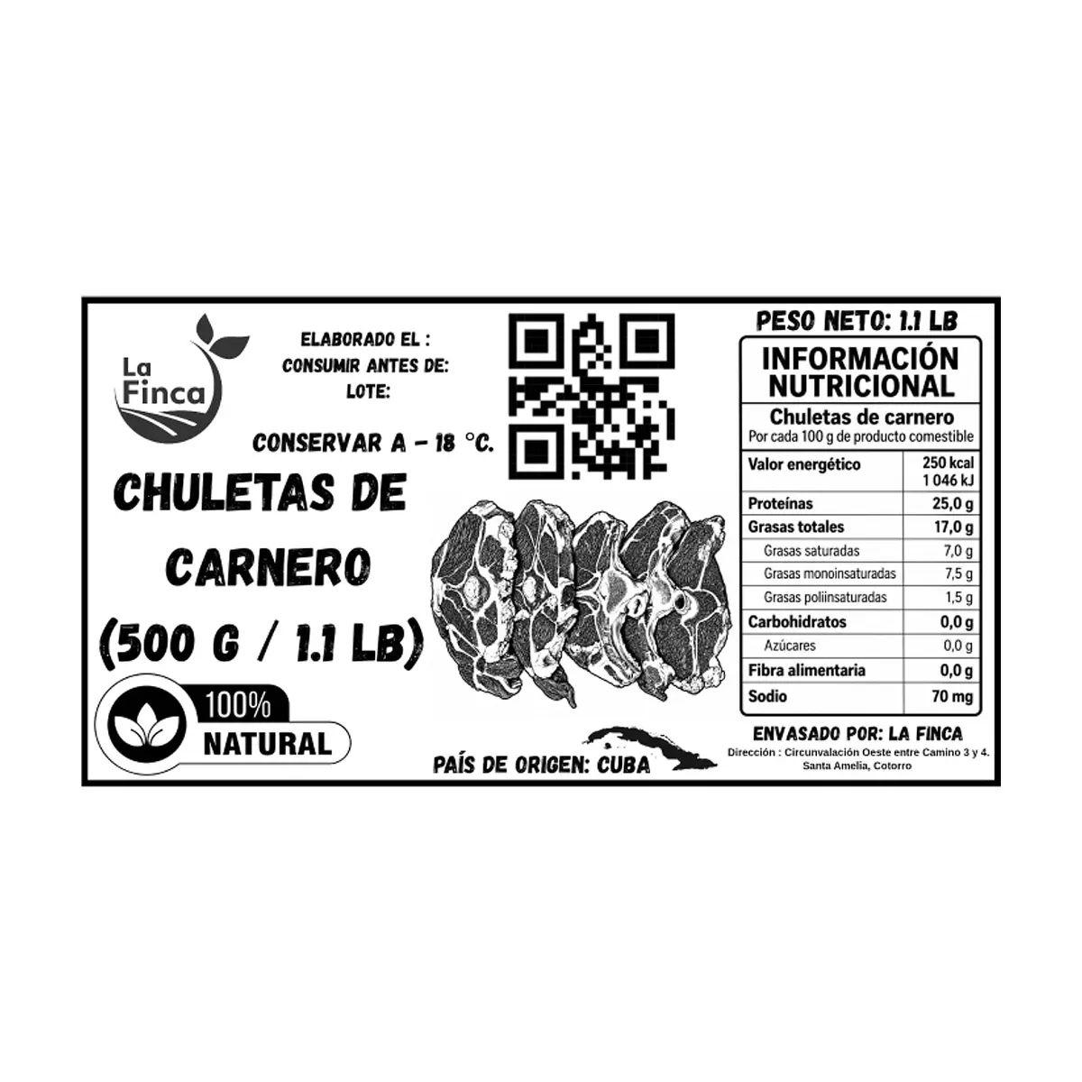 Chuletas de carnero con hueso La Finca (500 g / 1.1 lb) - Miniatura 4
