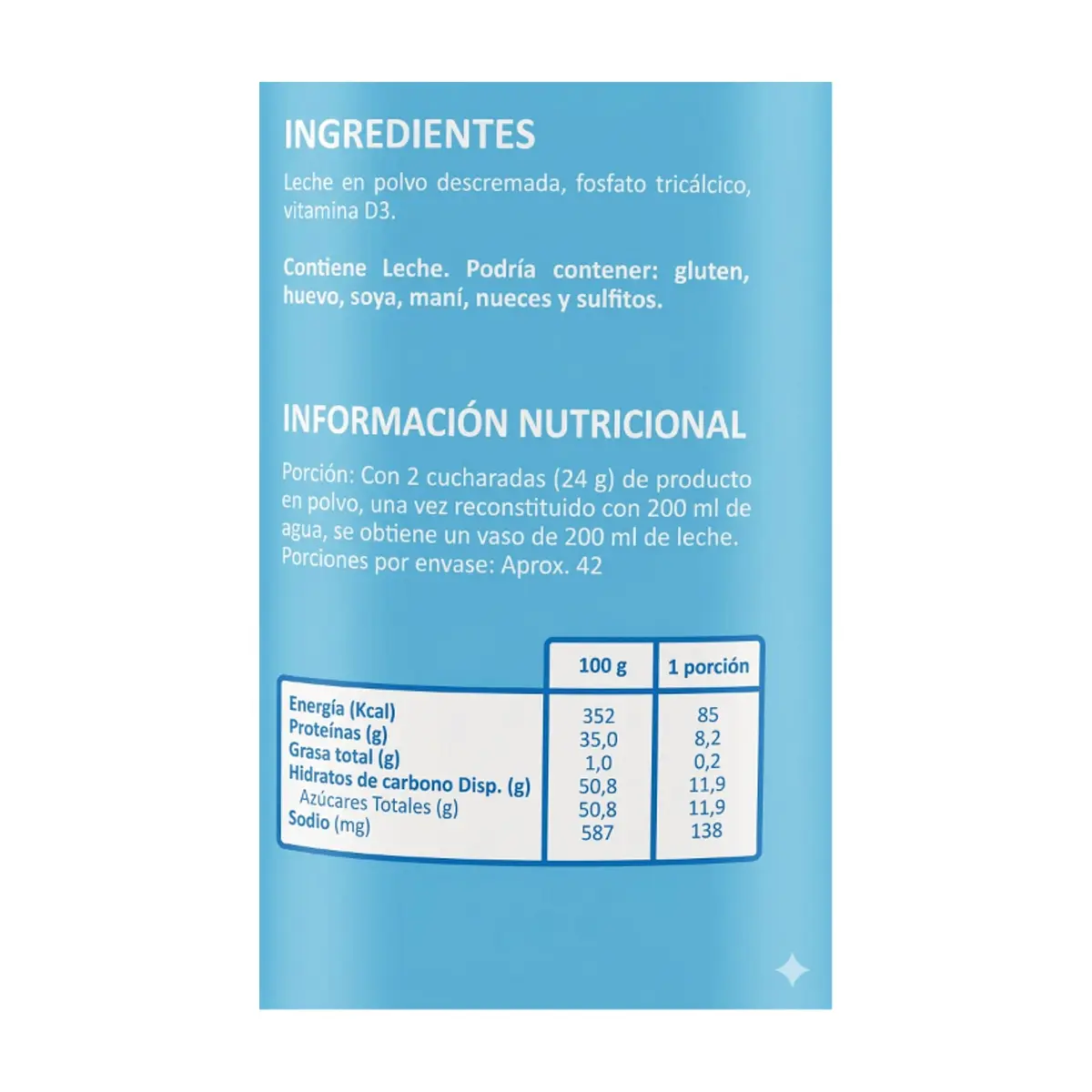 Leche descremada en polvo Macro Food (1 kg / 2.2 lb) - Miniatura 2