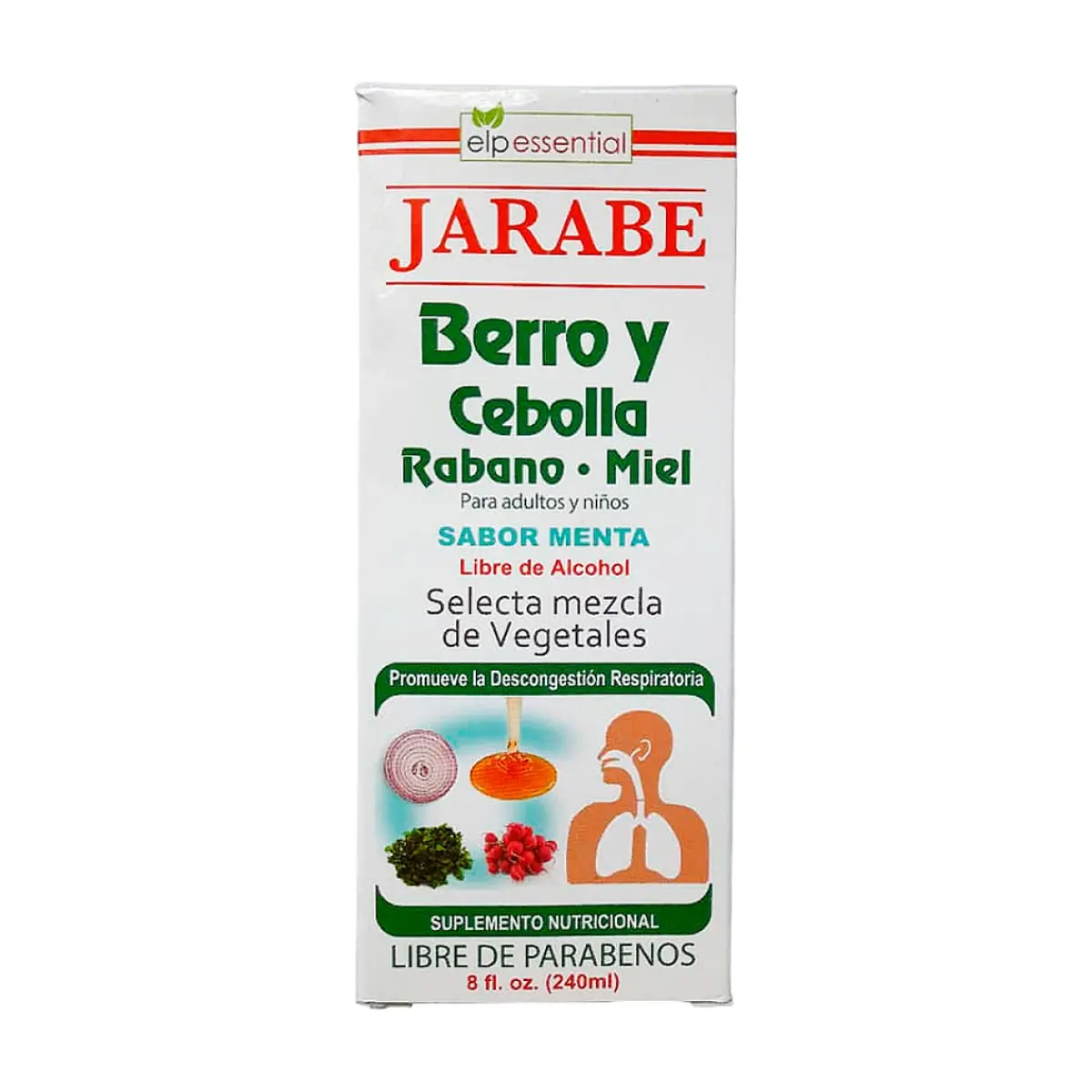 Jarabe de berro - cebolla - rábano y miel ELP Essential (240 ml / 8 oz)