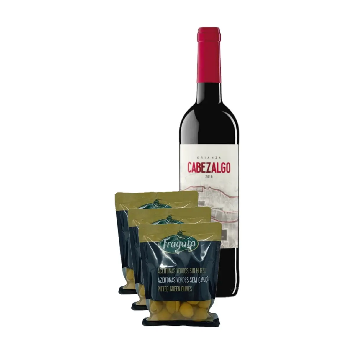 Vino tinto Rioja Crianza + Aceitunas verdes sin hueso